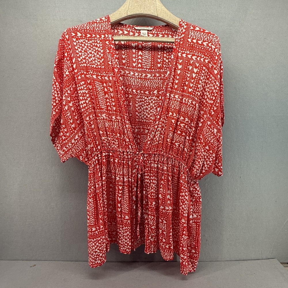 Victoria's Secret Red Heart Print Kimono Robe Cover Up O/S Valentine's‎ Day